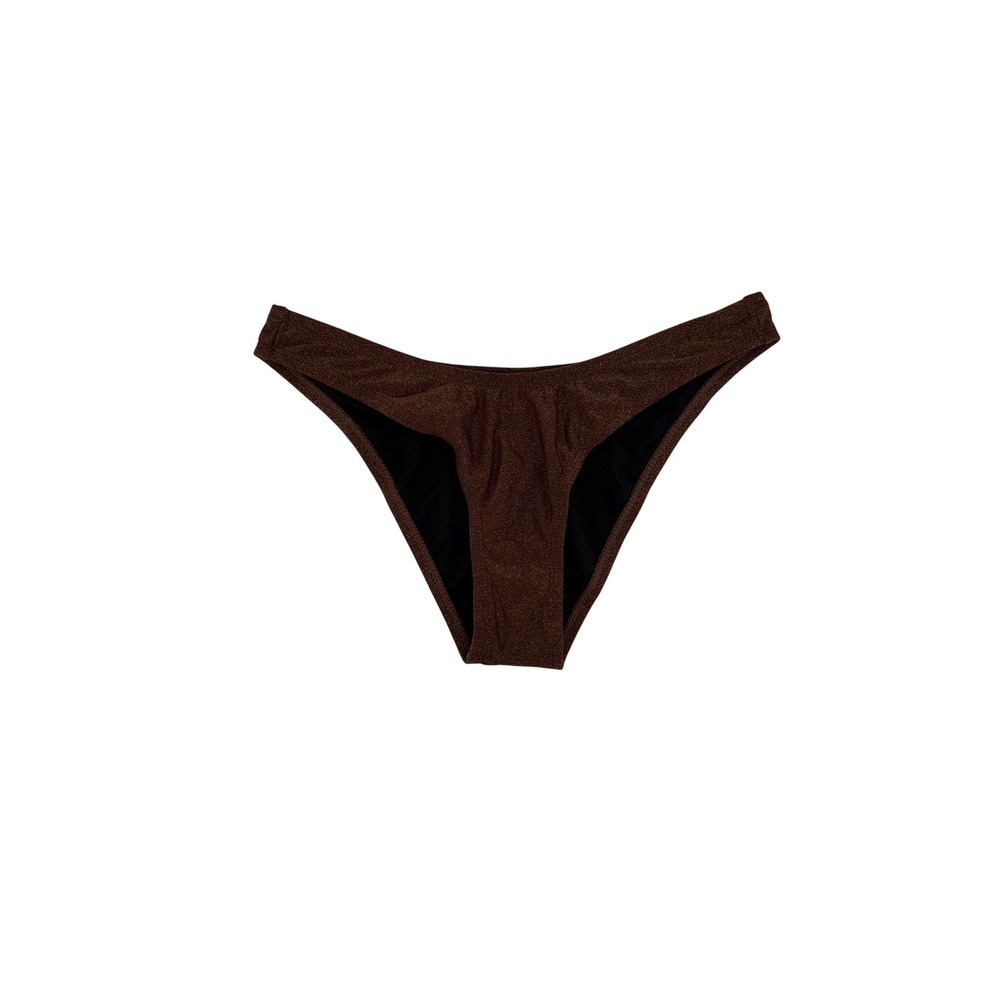 VYB Brown Metallic Shimmer High Leg Bikini Bottom VB49352 Womens Medium